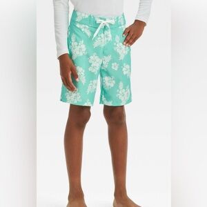 Boys Art Class Green Floral Swim Shorts Adjustable Waistband NEW
